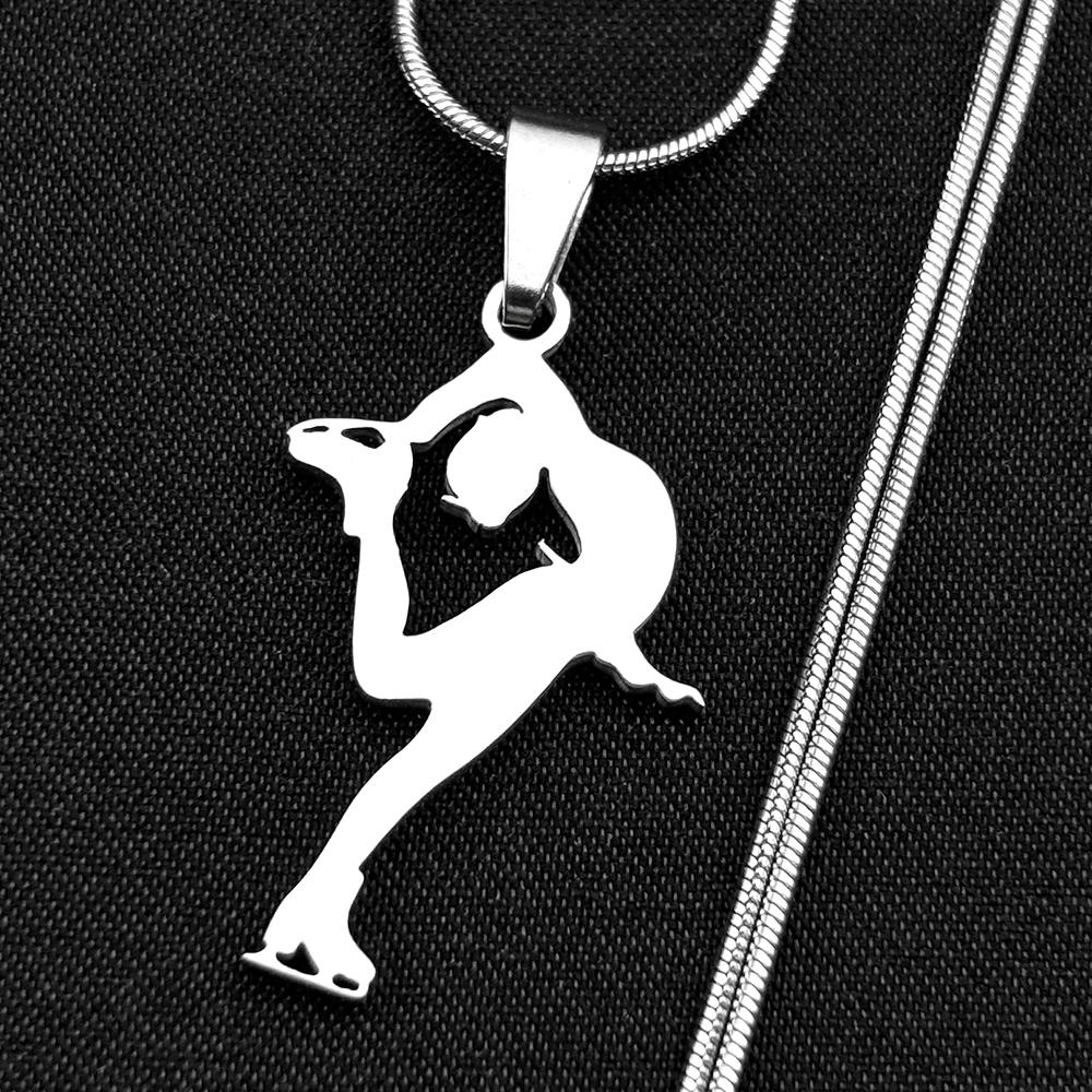 Rhythmic Gymnastics Figure Skating Chain For Women Men Stainless Steel Gold Color Art Dancing Girls Sports Necklace Jewelry Gift
