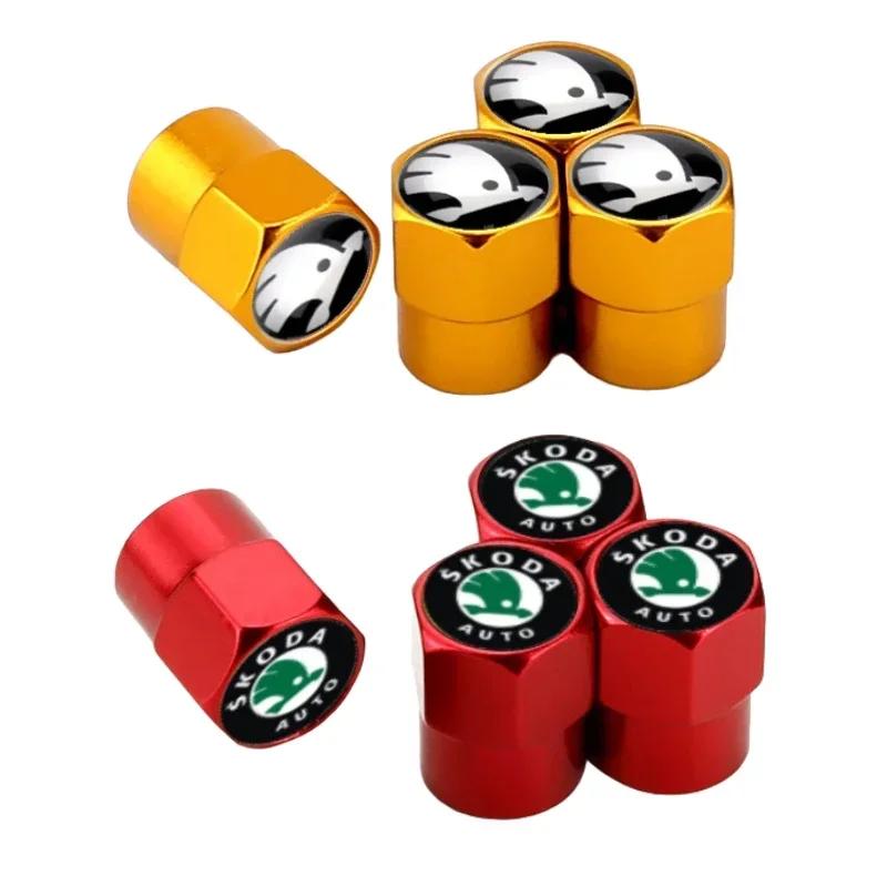 DPO3 Car Wheels Valve Stem Caps for Skoda Rapid Kodiak Kodiaq GT Octavia 3 Superb Yeti Fabia 1 Karoq Kamiq Tire Air Cover Accessories