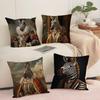 Zebra Dressed Up Portrait Cushion Cover Silky Short Plush Sofa Pillow Cover Hidden Zipper Soft Dustproof Case for Home Decor
