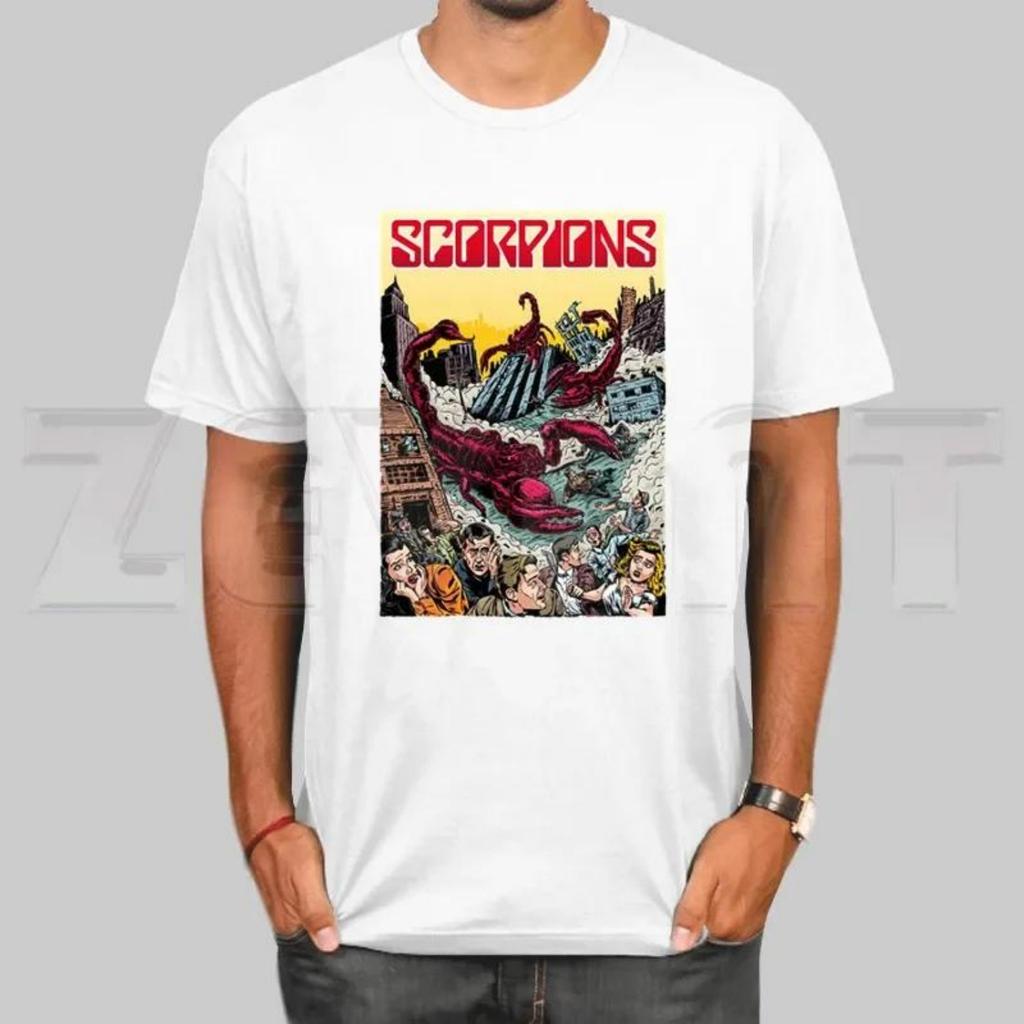 Scorpions Musik Metal Rock Band T-Shirt Für Männer Kurzarm Lässige Herren Oberteile Anime T-Shirt Bedruckt Weißes T-Shirt Damen T-Shirts