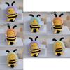Adorable Plush Honeybee Keychain Cute Cartoon Couple Bag Charm Car Keyring Wholesale