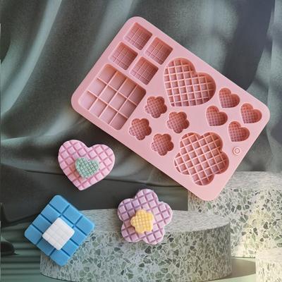 Poröse Waffel Liebe Silikon Backform Herz Blume Schokolade Gelee Eis Form Platz Kuchen Dekor Machen Set DIY Seife Kerze Geschenk