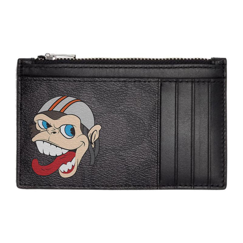 

COACH card holder [Customized bag] Case 13 Hand-painted colorful Velociraptor Presbyopic canvas Funny Monkey basic package (bag + dust bag) чорний