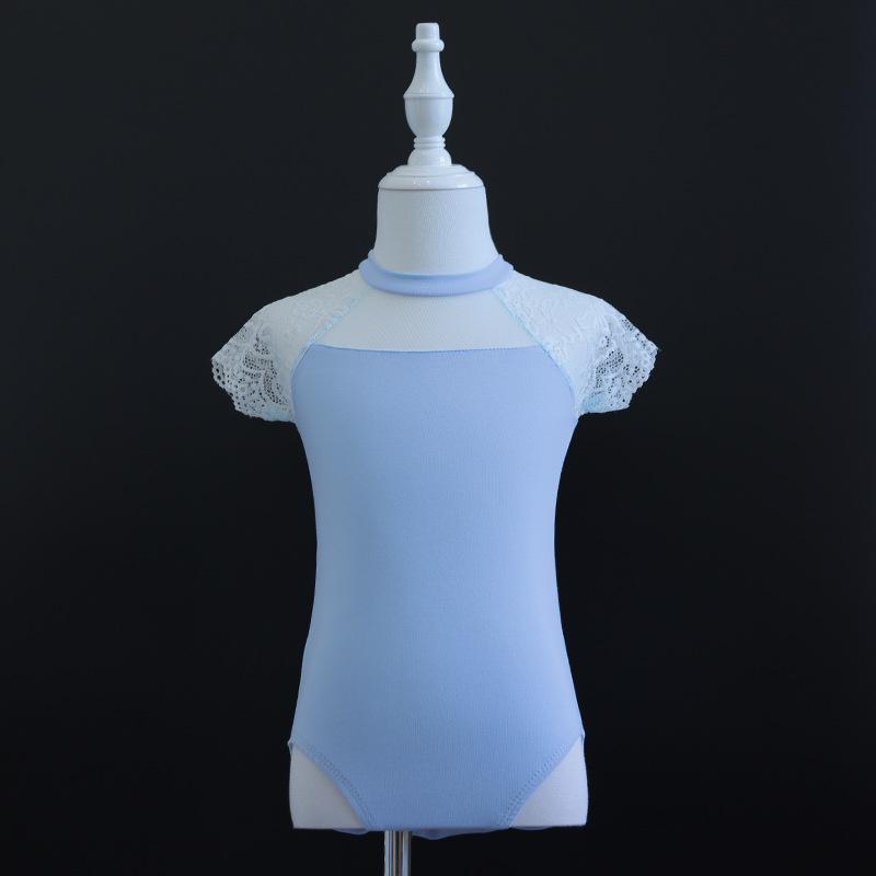 Dětské taneční oblečení s krátkým rukávem krajkové s otevřeným rozkrokem baletní dresy cvičební oblek gymnastické oblečení pro dívky