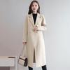 Women Jacket Turn-down Collar Pockets Solid Color Double-breasted Loose Fit Overcoat Thermal Long Sleeved Commuting Dating