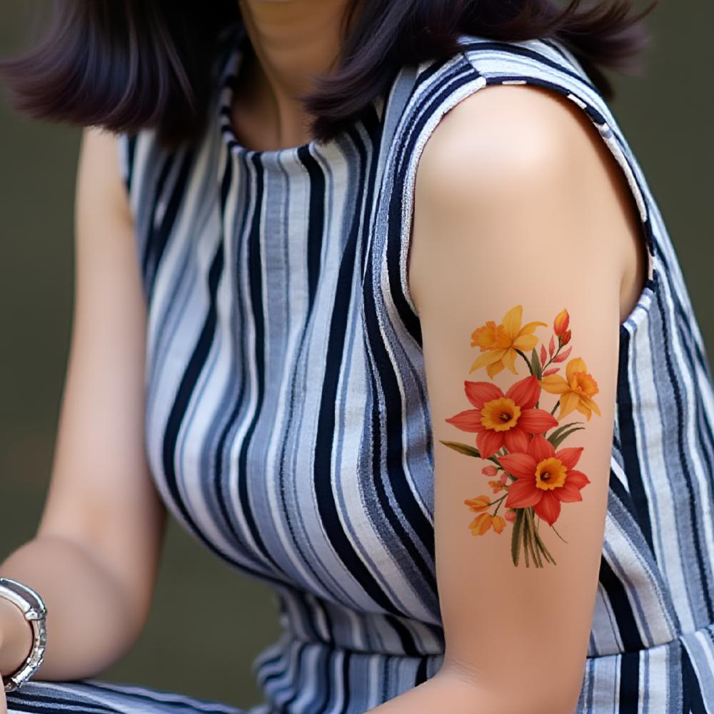 12pcs Temporary Tattoo Butterfly Design Waterproof Long-lasting Body Stickers Flower Illustrations Floral Patterns For Thighs