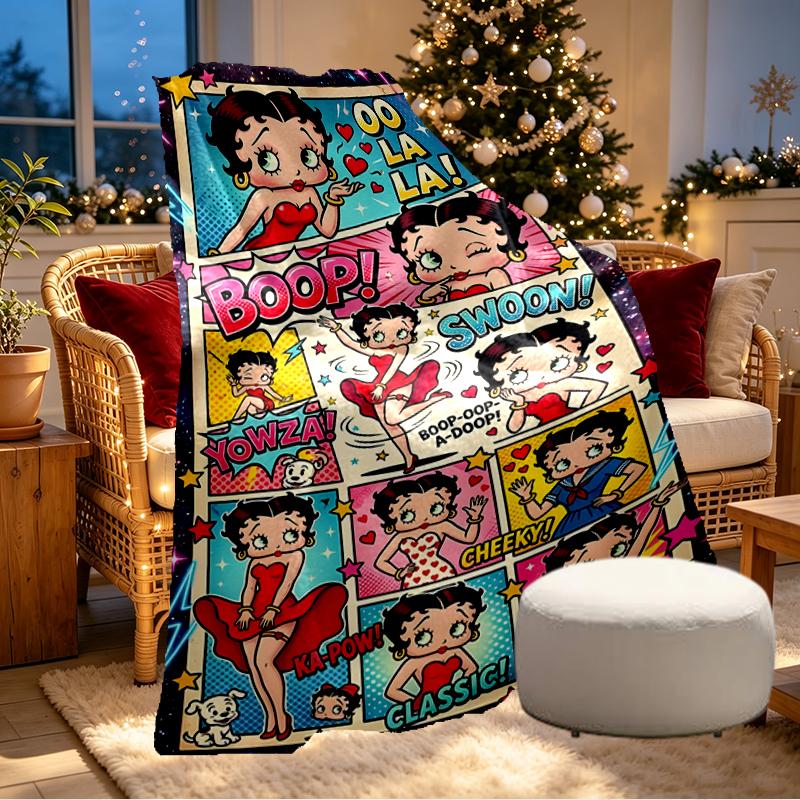 Betty Boop Print Blanket - Soft & Comfortable, for Bedroom, Travel, Sofa, Home Decoration - Birthday Christmas Gift for Friend