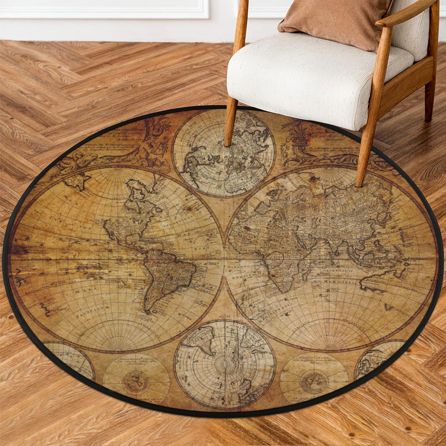 Wit Zwart Stippen Rond Vloerkleed – Zachte Antislip Vloermat, Wasbaar Cirkel Tapijt voor Woonkamer, Slaapkamer Diameter 100cm(39in)