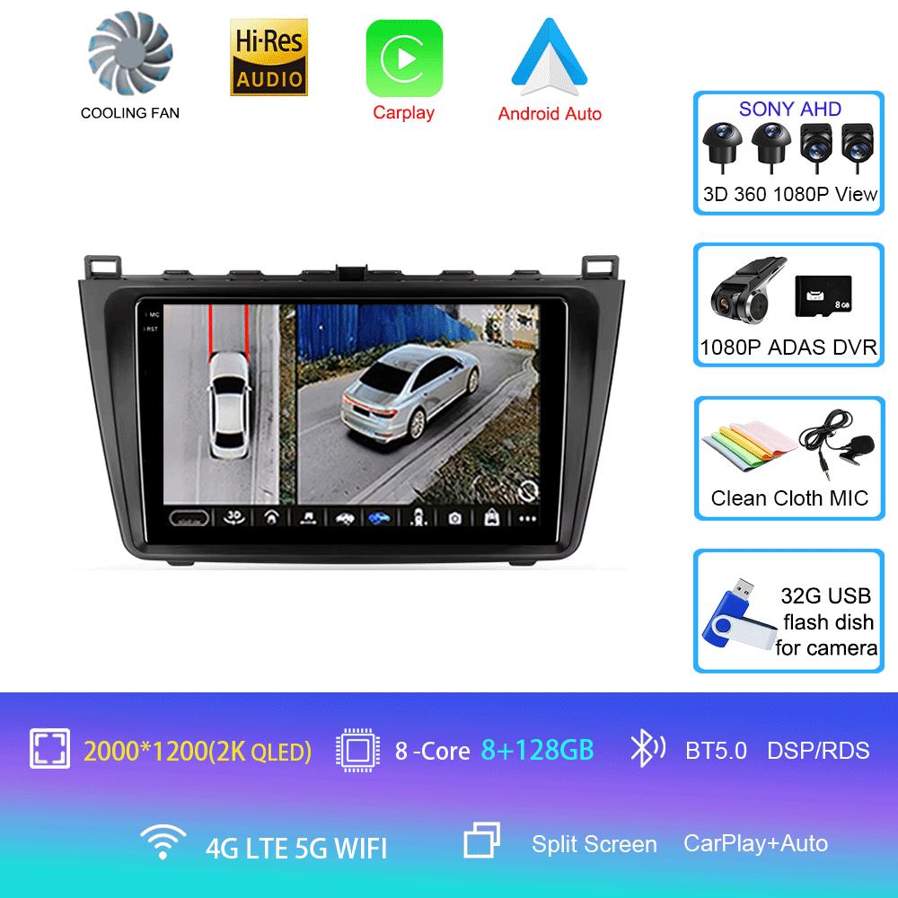Android14 Carplay Auto For Mazda 6 GH 2007 2008 2009 2010 2011 2012 Multimedia GPS Car Radio Video Player Stereo 2din Head Unit