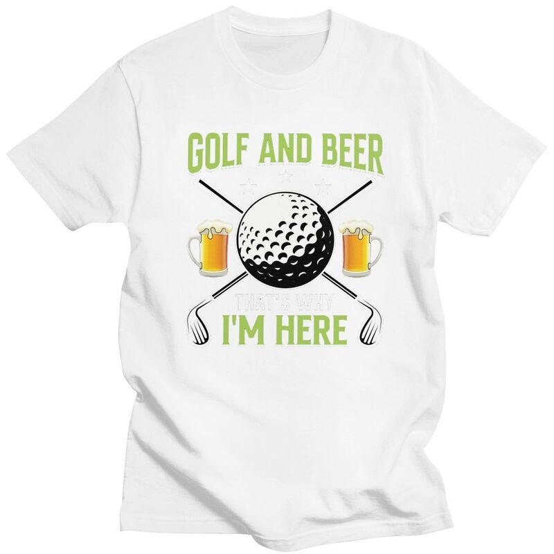 Custom Classic Golf And Beer T Shirts Men Tshirt Casual Tee Pure Cotton Slim Fit Tshirts Merch