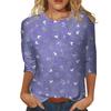 Women's Feather T-shirt Fashion Long Sleeve Round Neck Regular Top Weekend Print Floral Spring Autumn Outfit