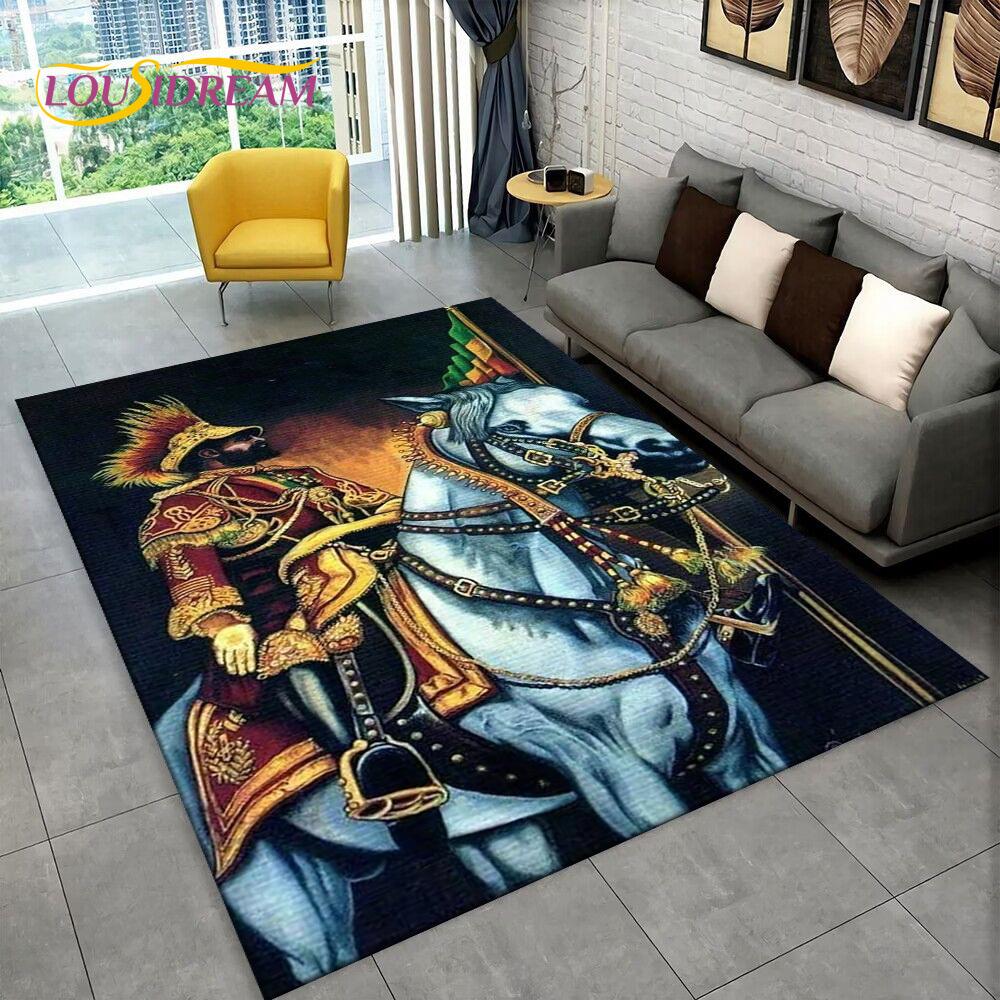 3D Africa Ethiopian Painting Art Custom Cartoon Area Rug Large,Carpet for Home Living Room Sofa Doormat Decor,Non-slip Floor Mat