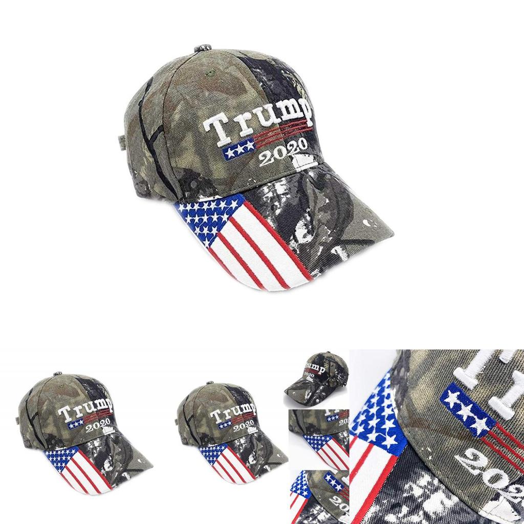 2020 Trump Camo Hat Keep America Great Baseball Hat Embroidered Flag American