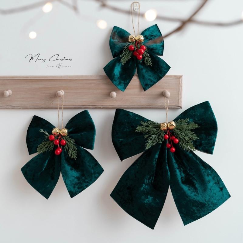 Classical Joyful Bows Ornament Cloth Designs Christmas Tree Fabric Decors Ideal for Christmas Decorations Year After Year