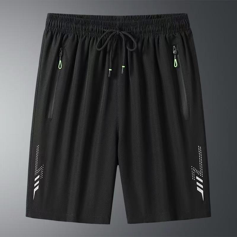 

Men s Black Quick Dry Athletic Shorts with Zipper Pockets Reflective Print S чёрный
