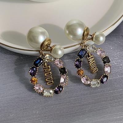 Korean Style Dual-Purpose Pearl Crystal Earrings with Silver Needle