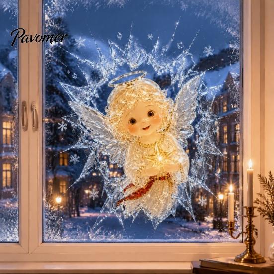 Seasonal Window Ornament 3D Christmas Clings, Removable No Residue Stickers, Santa Breaking Static Cling Decor Through Glass Wall Decals, Festive
