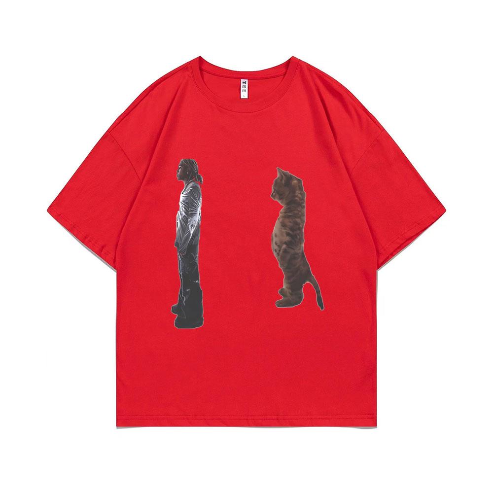 Funny Destroy Lonely Standing Cat Graphic T Shirt Men Women Oversized Pure Cotton T-shirts Opium Playboi Carti Ken Carson Tshirt