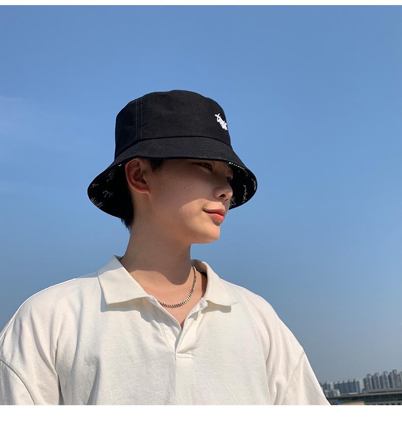 Trendy Double-Sided Embroidered Fisherman Hat for All Seasons - Unisex Casual Style