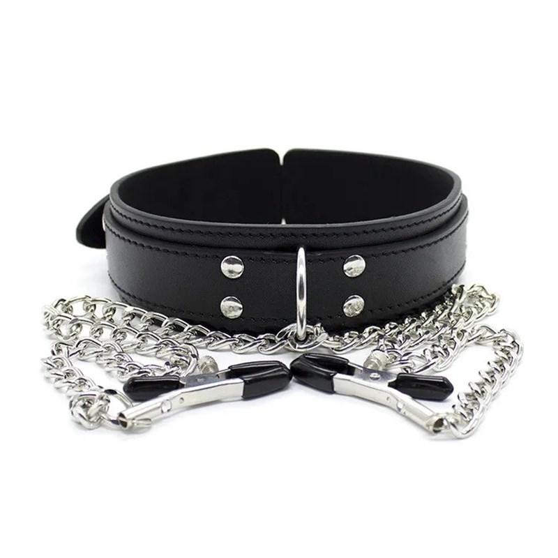 Adult Sex Toys Bondage Nipple Breast Clip Leather Fetish Collar for Women Hot Erotic Toys Sex Slavery BDSM Sex Toys for Couples