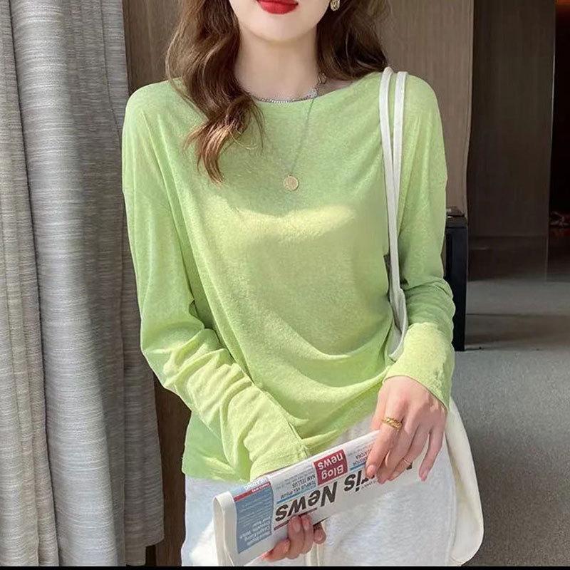 Chiffon Shirt Sunscreen Clothing Women's Summer Thin Loose Pullover Ice Silk Knitted Air-conditioning Mesh Blouse Clothing