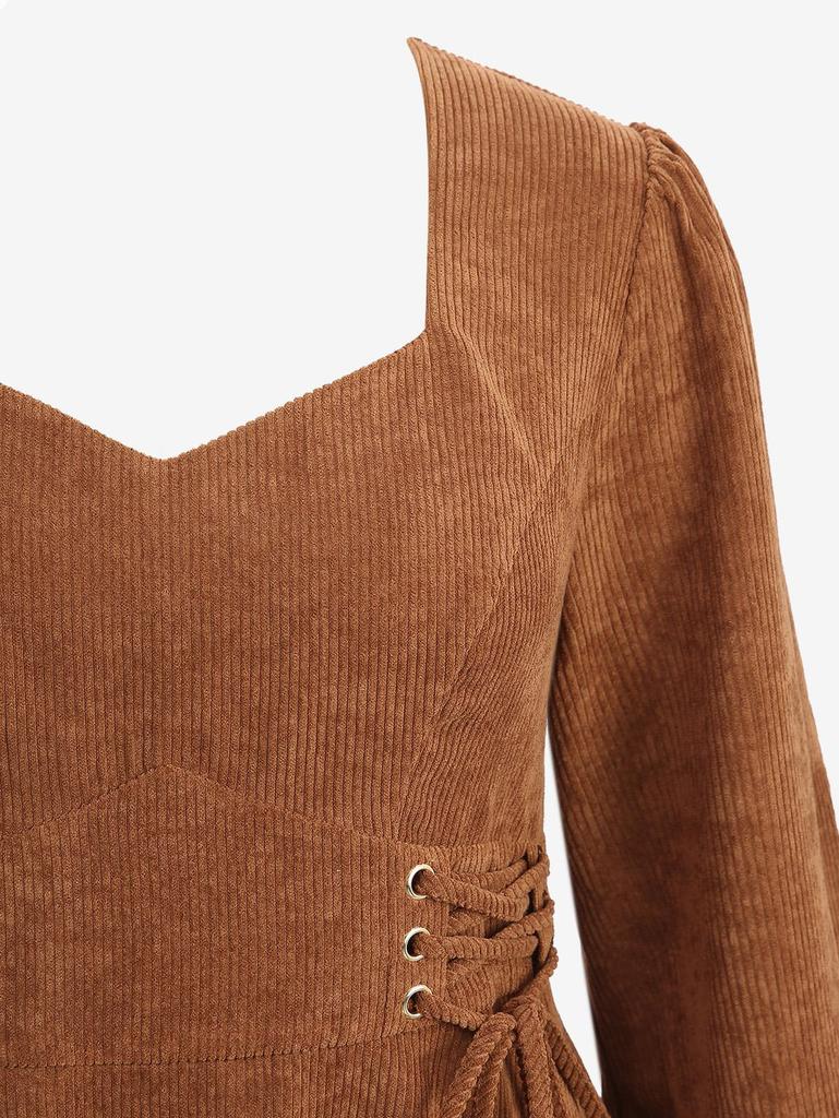 Rosegal Plus Size Ribbed Textured Lace Up Asymmetrical Dress