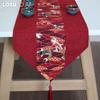 1PC LOZUJOJU Red Chinese Style Festive Retro Cotton and Linen Printed Table Runner for Dining Table Coffee Table Home Decor