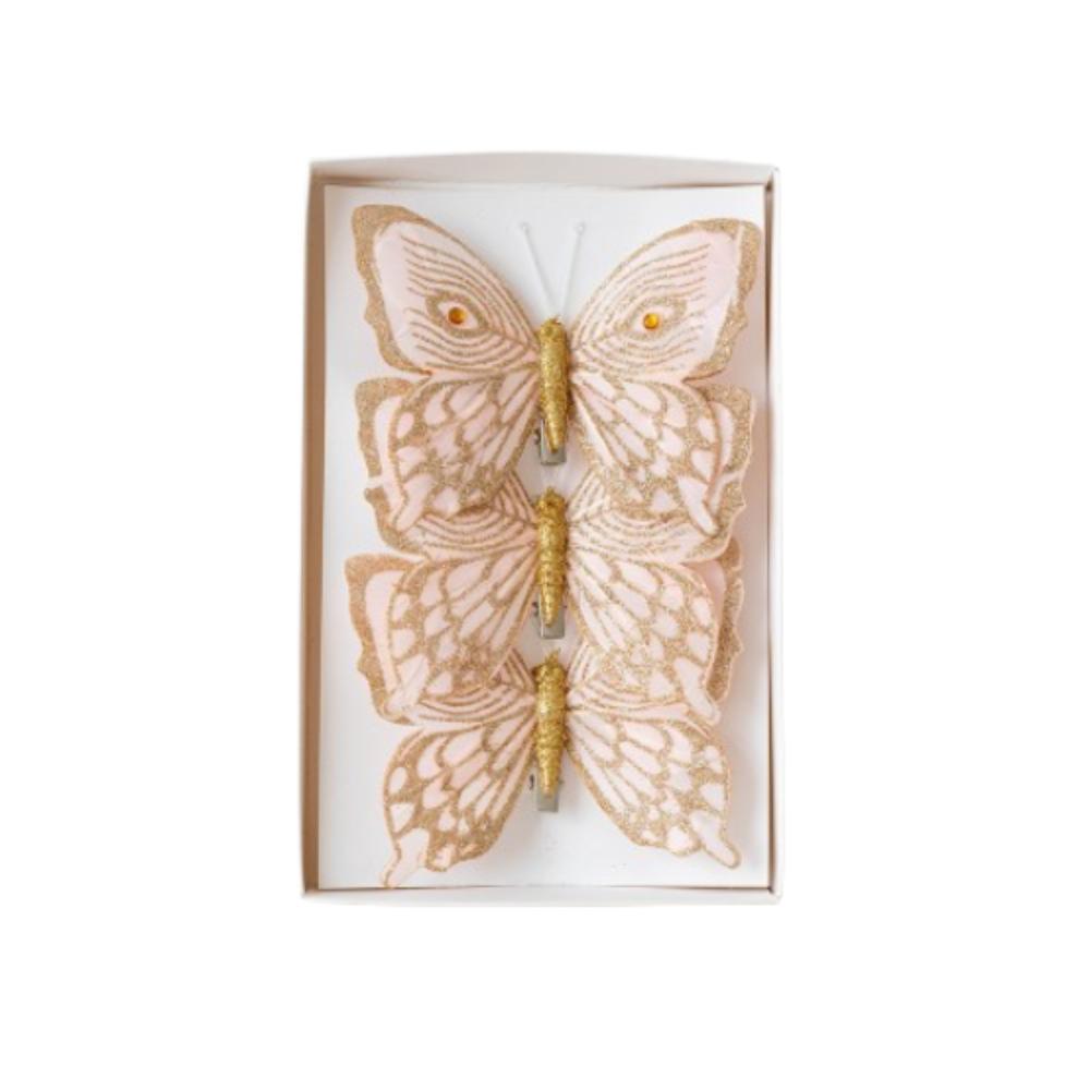 Plastová vánoční třpytivá motýlí přívěsek DIY vánoční stromek závěsná dekorace domácí vánoční výzdoba