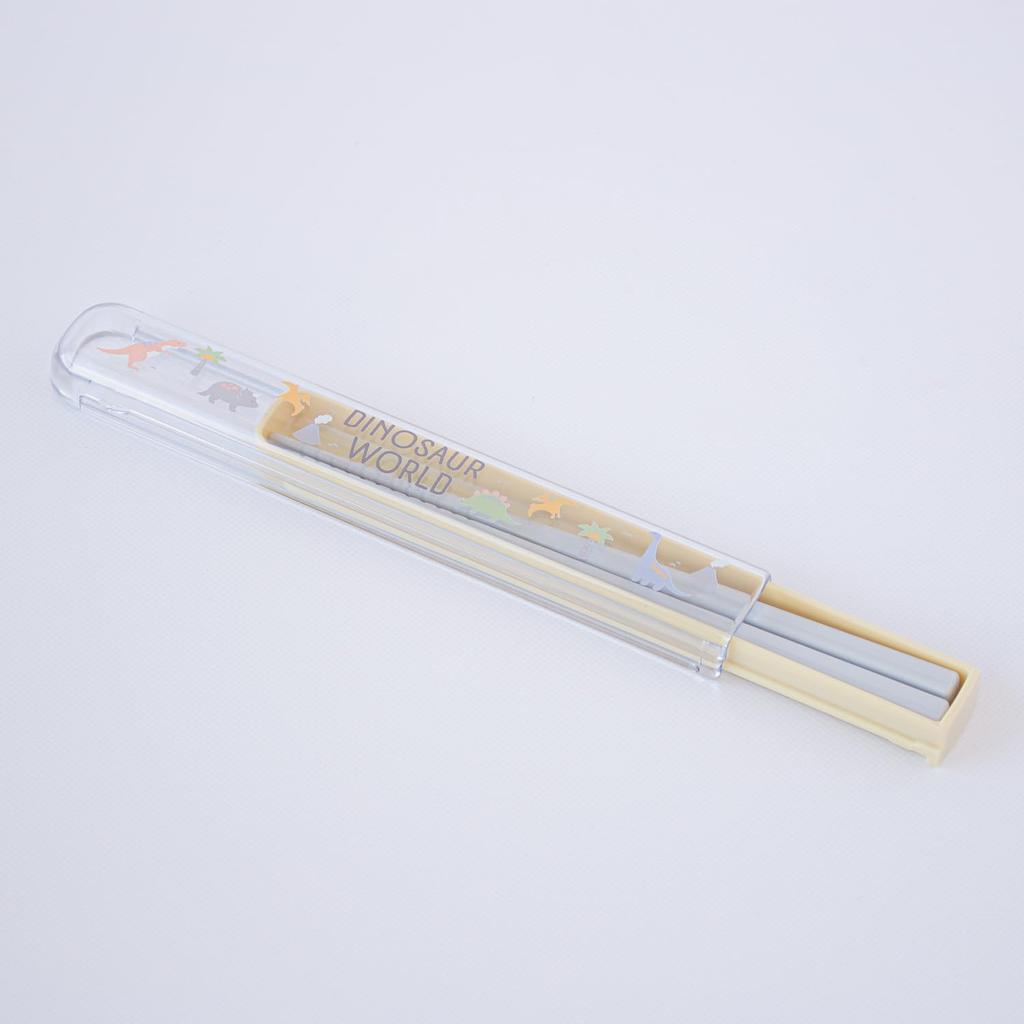 Sliding Antibacterial Chopstick Case Dinosaur for Lunch Dishwasher Set, 16.5cm, Design, Boys, Boxes, Safe, HS-11