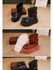 Women's 2025 Height-Increasing Martin Boots - Washed Cowhide Platform Ankle Boots with Buckle and Thick Sole