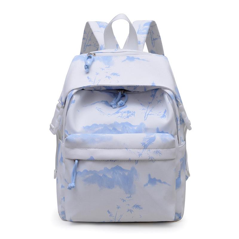 Schoolbag literary and light leisure travel backpack new Chinese style ancient style ink painting printing backpack female student travel schoolbag