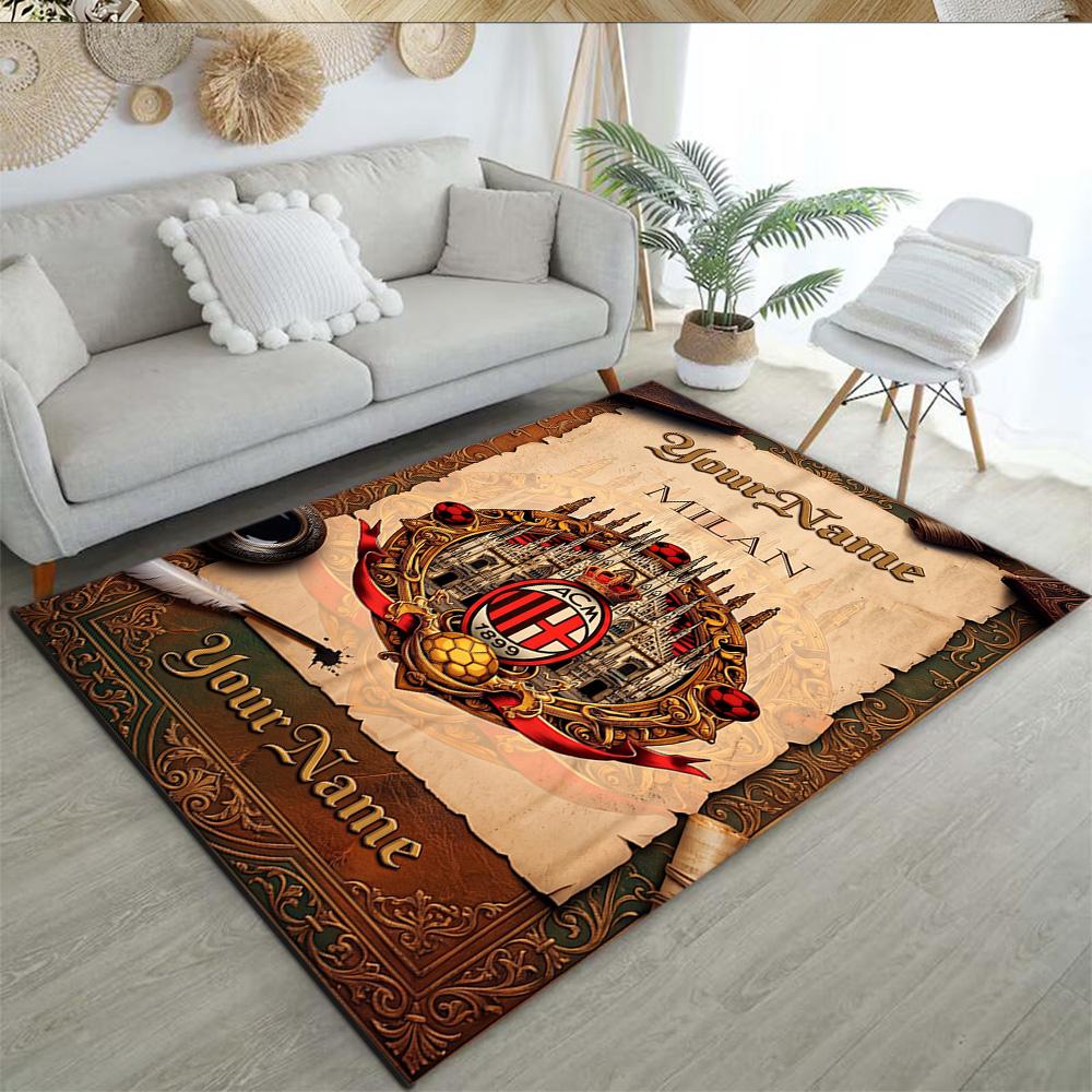 Ac Milan Customized Name Area Rug Design for Entryway Bedrooms Foyer Balcony Anti-slip Rug Decorate Offices Gift for Festivals