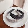Vintage 4CM White Black Floral Print Headband with Sponge Padding for Women Fashionable Retro Hair Accessory