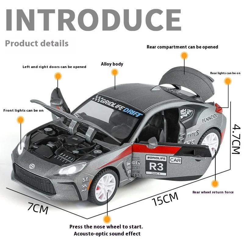 1/32 Toyota GR86 Alloy Sports Car Diecast Model Kids X-MAS Gift Toy Sound Light