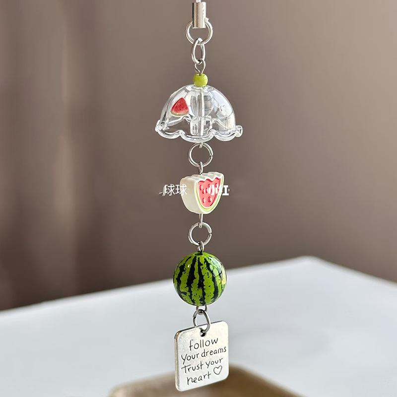 1 stk. Lykkebringende Retro Japansk Vindklokke Telefonpynt Søt Frukt Eple Scrapbook Anheng Søt Telefonstropp Telefontilbehør