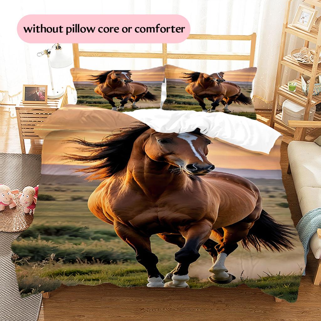 1PC Horse Bedding Quilt Set Quilt Cover Pillowcase Home Decoration Birthday Gift (1 * duvet cover + 15 * pillowcase, without core)