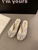 Bow Pearl Bag Head Slippers Female Korean Version Round Head Breathable One Pedal Home Slippers Female Hollow Half Slippers Female