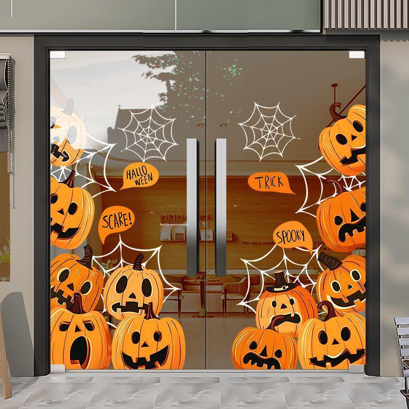 Creative Pumpkin Halloween Static Cling Window Stickers for Mall Displays