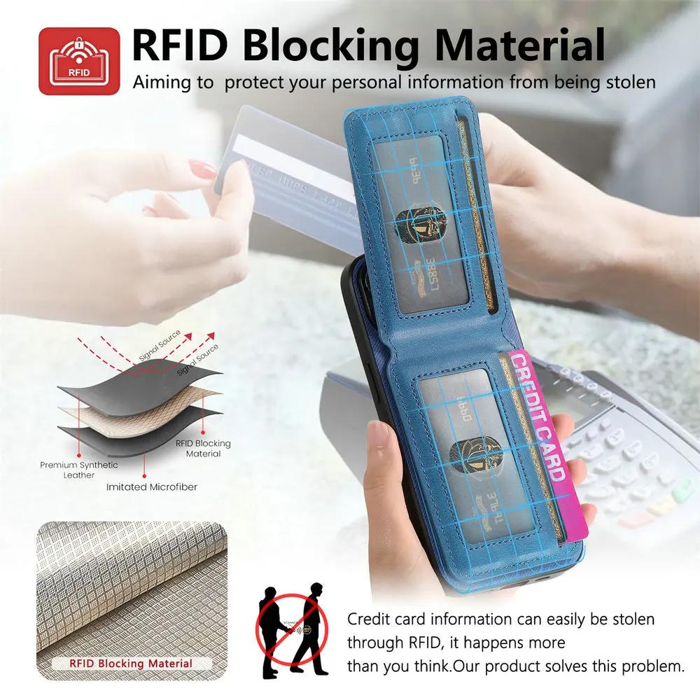 RFID Blocking Leather Card Back Phone Case for IPhone 17 Pro Max Cover Cases IPhone Air 17 16E 15 14 13 12 11 Protective Case