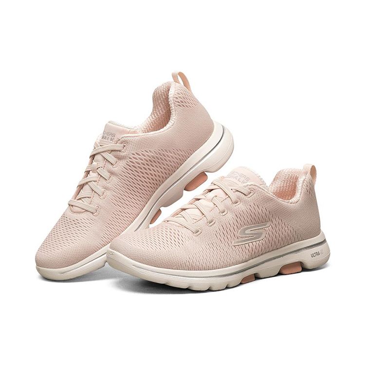Skechers Go Walk 5 Casual Comfortable Durable Low-Top Training Running Shoes Women Sneaker Light-Pink 124242-LTPK