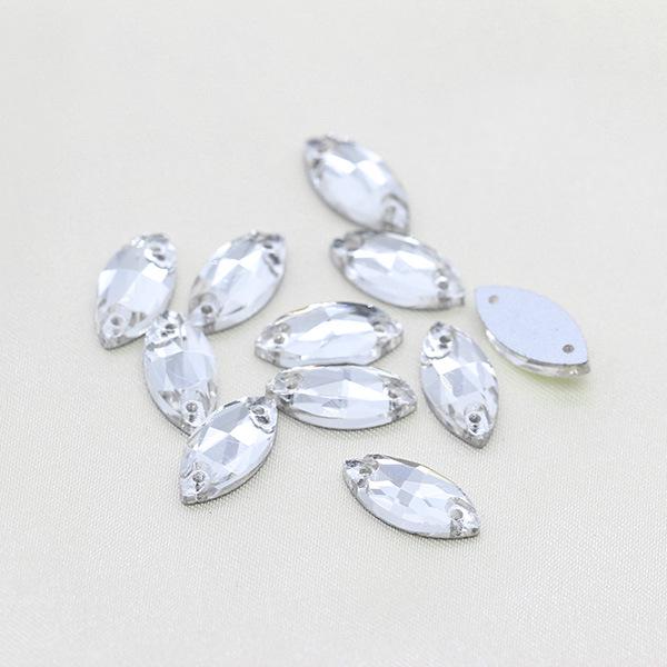 

Премиальное Стекло для Шитья с Плоским Дном и Двумя Отверстиями, а также Наклейки со Стразами для DIY Одежды, Обуви, Шляп и Сумок. 7x15mm, 48 pieces