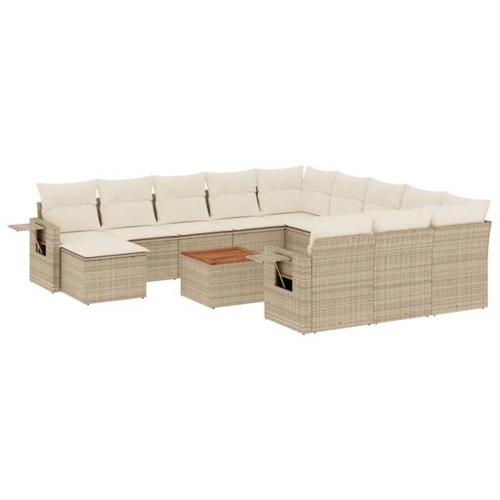 VidaXL Salon de Jardin avec Coussins 13 pcs, Canapés de Terrasse, Ensemble de Meubles de Patio, Mobilier d'Extérieur, Beige 3257199