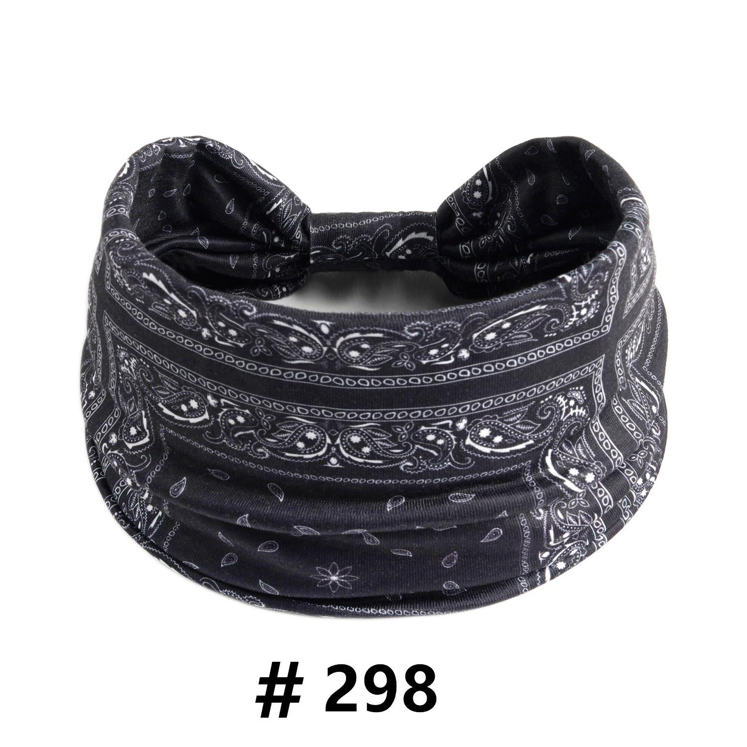 Cashew Print Hoofdbanden voor Vrouwen Brede Boho Tulband Hoofddoek Katoen Knoop Elastische Haarbanden Bandeau Sport Workout Haaraccessoires black