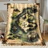 Pirate Treasure Map With Skull And Crossbones Ships Vintage Style Fleece Blanket Adventure Theme Decor Soft Flannel ThrowForBoys