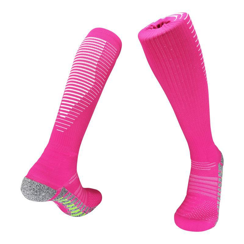 Mid and long-calf anti-slip shock-absorbing nylon football socks, durable, breathable, for professional training. Adult Mid-calf розы красного