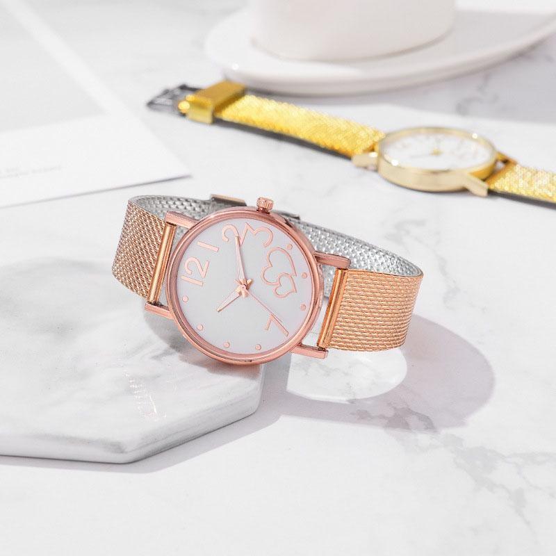 1PC Women's Fashion Simple Heart-shaped Watch Strap Pin Buckle Women's Clock Quartz Watch