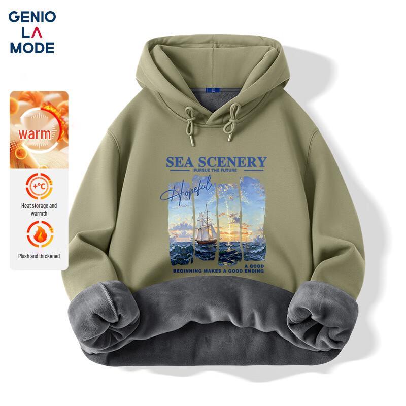 

GENIOLAMODE Men s Fleece-Lined Hooded Sweatshirt M