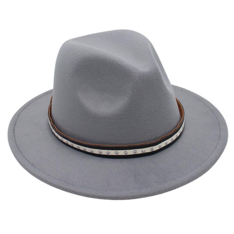 Foreign Trade Retro Top Hat Pentagram Jazz Hat Men'S And Women'S Felt Hat European And American Style Hat Woolen Hat Wool
