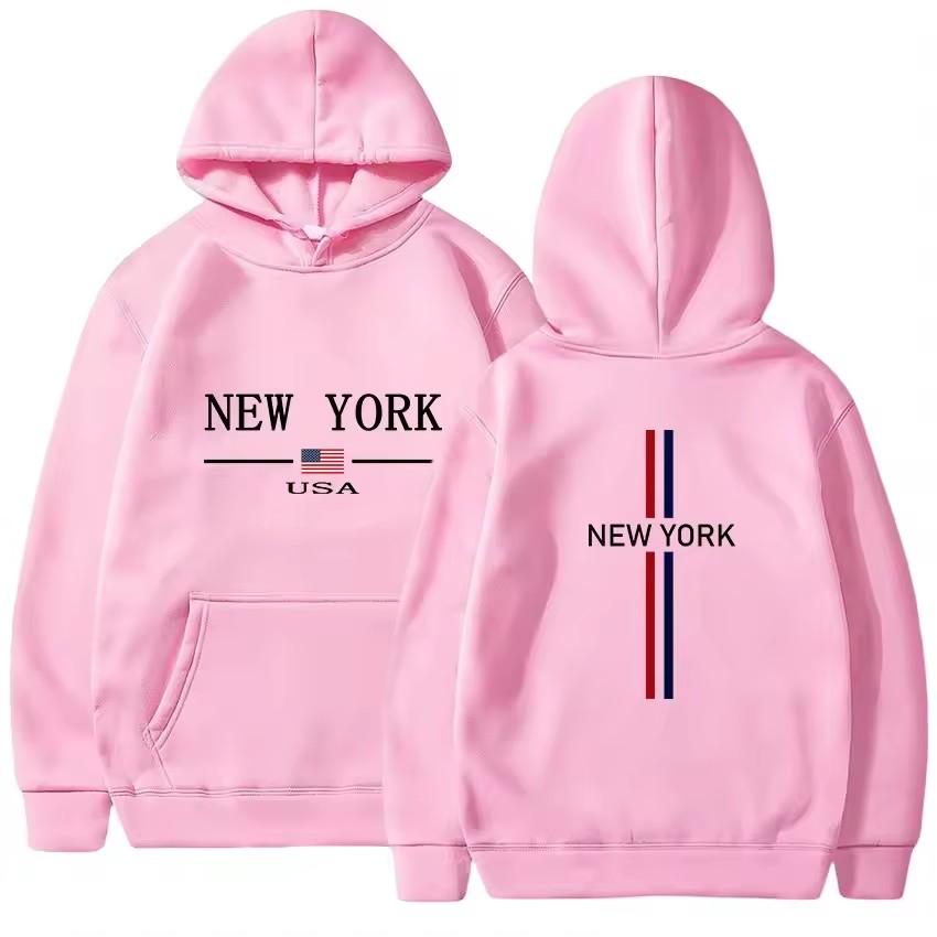 Men's High-Quality Hoodie New York Urban Print Casual Streetwear Sweatshirt Daily Tracksuit Jogging Top for Urban Clothing