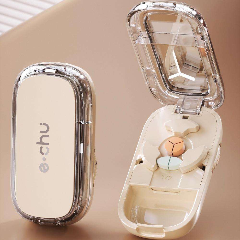Pill Cutter Splitter Quarter Tablet Slicer Precise 1/2 1/3 1/4 Cut Portable Medicine Storage Box for Daily Use